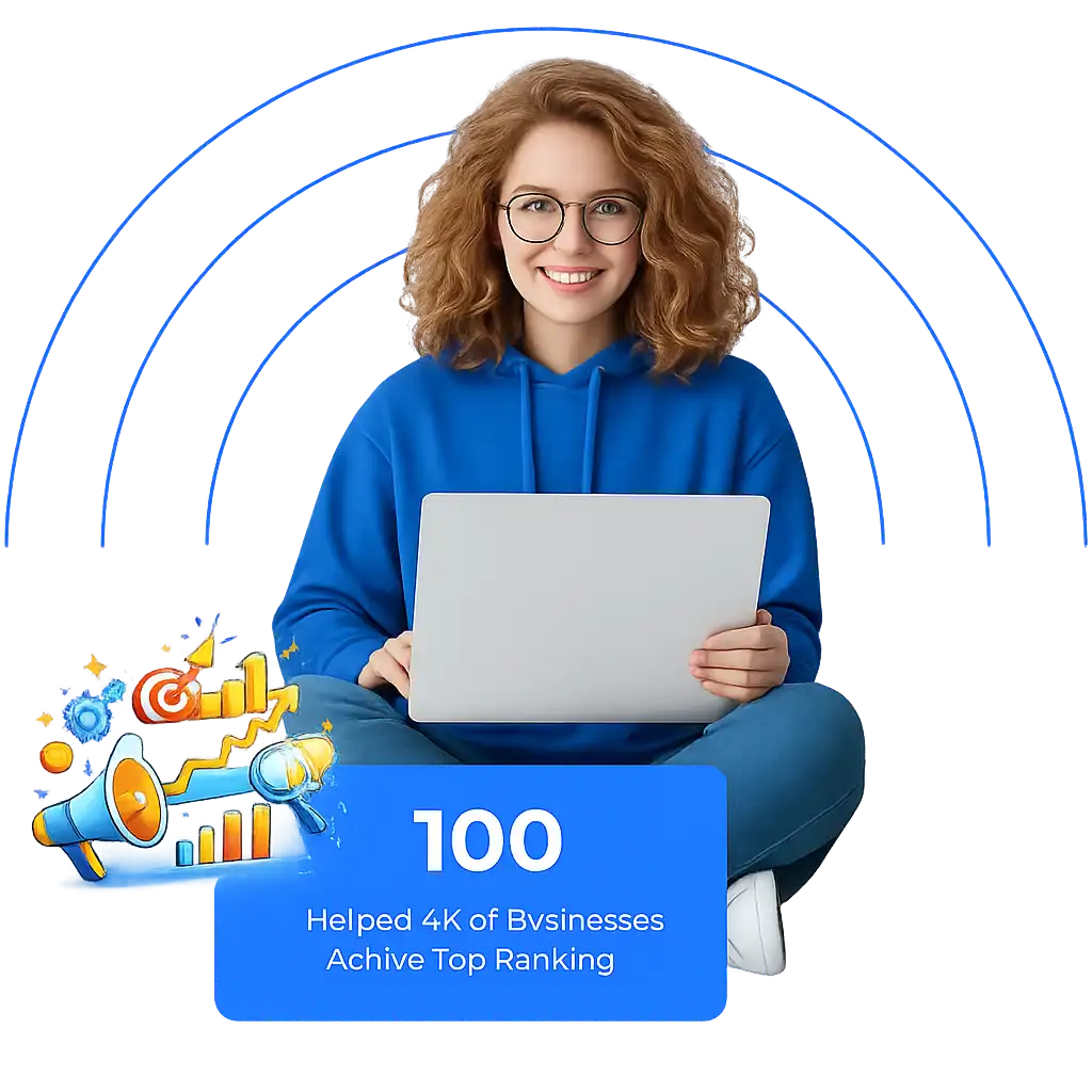 Digital marketing specialist working on laptop showcasing business growth and SEO success results